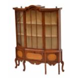 Apprentice miniature display cabinet, with a central glazed door over a fall front cupboard,