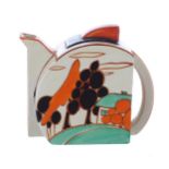 Clarice Cliff Fantasque 'Orange Trees & House' Stamford teapot and cover, 4.75" high  ** Christie'