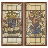 Pair of framed Heraldic watercolours, depicting the Coats of Arms of Henry V and Edward IV,