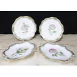 Pair of 19th century Davenport oval porcelain comports and two dessert plates, each with a different