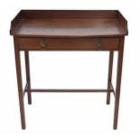 19th century mahogany washstand, the plain top over a single drawer raised on square supports united