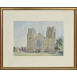 John Linfield RWS., NEAC., (b. 1930) - "Wells Cathedral" signed also inscribed on a label verso with