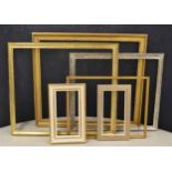 Assorted gold leaf picture frames, various rebate sizes including 31" x 36",30" x 35", 30" x 26",