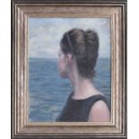 Aldo Balding (20th/21st century) - "Wishful", young girl, head and shoulders looking out to sea,
