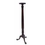 19th century mahogany carved torchere stand, 59" high