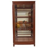 Modern Chinese hardwood glazed display cabinet, the glazed front panel and side hinged doors
