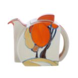 Clarice Cliff Fantasque Bizarre 'Orange Autumn' Stamford teapot and cover, 4.75" high (cover