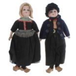 Two Arthur Schoenau & Hoffmeister bisque head dolls, both 1800 models, with star manufacturer
