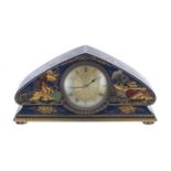 Decorative chinoiserie cased mantel clock, the gilt dial with Roman numerals and French movement