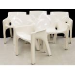 Vico Magistretti for Artemide of Milan - Set of six 'Gaudi' white lounge chairs, 24" wide, 29"