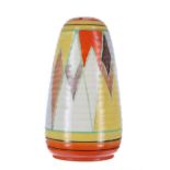 Clarice Cliff Bizarre 'Sungold' Lynton sugar sifter, 5" high