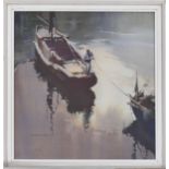 Claude Henry Buckle RI RSMA (1905-1973) - "Days End" gentleman tying up his boat, signed also