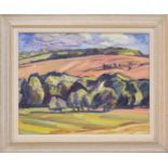 Nick Schlee (b. 1931) - "Distant Fields in Summer" signed Schlee also inscribed on a label verso