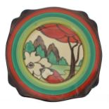 Clarice Cliff Fantasque Bizarre 'Limberlost' fluted plate, 8" wide