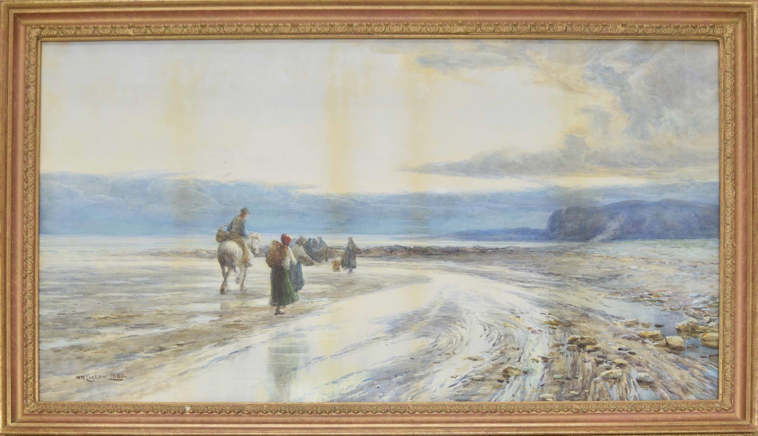 William Carlaw RSW., (1847-1889) - "Day that glides by amidst unfinished toil", beach scene at low