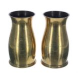 Pair of heavy brass vases by J.Wippell & Co. Ltd, inscribed 'Given by The Sunday School 1937',