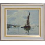 Edward Wesson RI., RBA., RSMA., (1910-1983) - "On the Orwell" boat on a sunlit river, signed