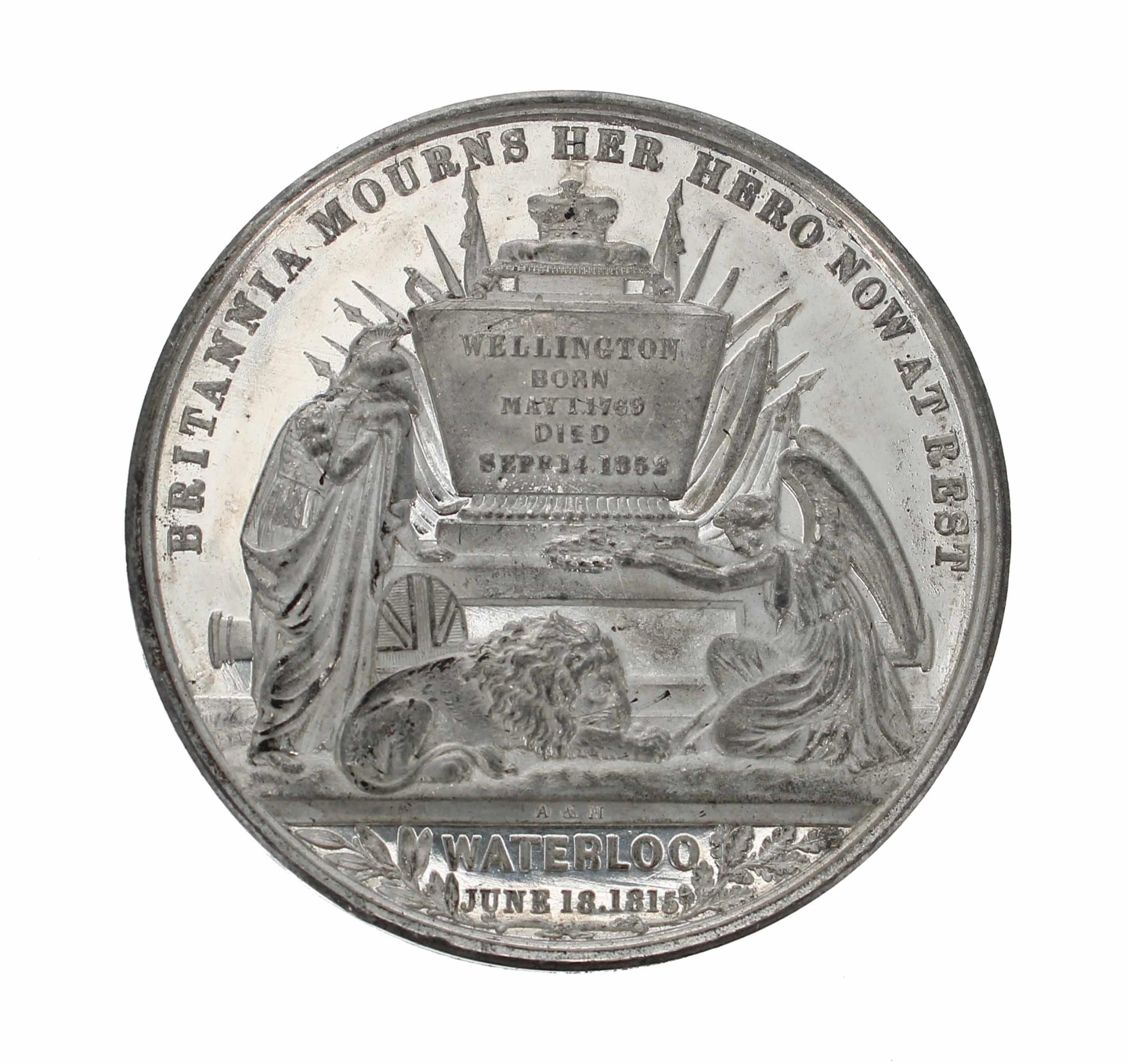 Allen & Moore metal medal - Death of The Duke of Wellington 1852, Uniformed bust portrait opposite - Bild 2 aus 3