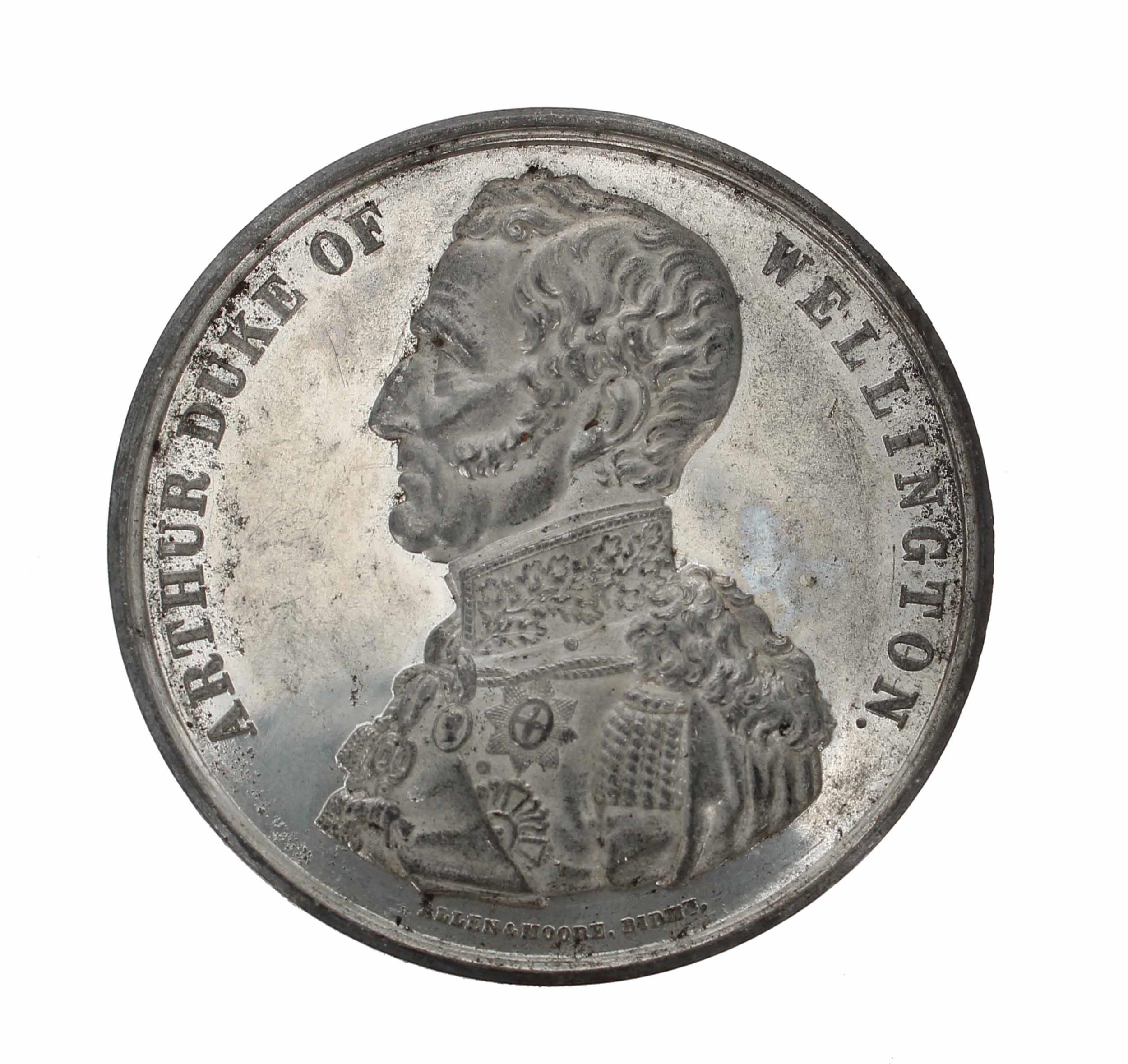 Allen & Moore metal medal - Death of The Duke of Wellington 1852, Uniformed bust portrait opposite - Bild 3 aus 3