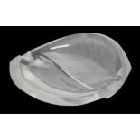 René Lalique 'Phillipines' heavy glass leaf dish, engraved inscribed signature Lalique France, 7.