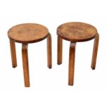 Alvar Aalto for Finmar Ltd- pair of Beech ply and bentwood stools, both bearing labels for Finmar