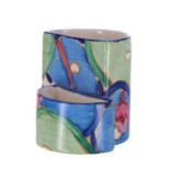 Clarice Cliff Fantasque Bizarre 'Blue Chintz' cigarette and match holder, shape 463, 2.75" high