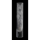 Etched glass bud vase in the manner of Bergdala, 7.75" high