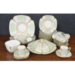 Copeland porcelain part tea service comprising a cream jug, sucrier, platter with cover, plates,