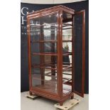 Modern Chinese hardwood glazed display cabinet, the glazed front panel and side hinged doors