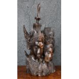 Balinese carved hardwood figural group of the Hindu deities Ramayana and Sita, 20" high