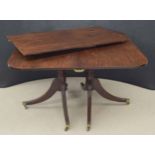 Mahogany twin pedestal dining table, with extra leaf, 70" wide extended, 45" deep, 28.5" high (