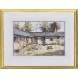 Sydney Nevell (20th/21st century) - Sunlight farmyard scene with stables, signed and dated 1982,