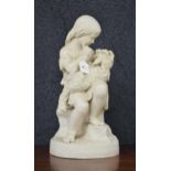 Copeland Parian figural group after J Durham 'Go To Sleep', a girl holding a dog, Art Union of