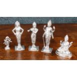 Two T100 silver Deity figures, both marked T100 to the undersides, tallest 4.5" high, 4.6oz t total;
