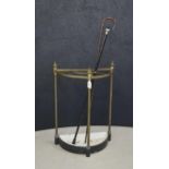 Silver mounted walking cane with crook handle, 36" long; together with a silver mounted ebonised