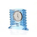 Baccarat, France 'Lalande' blue crystal clock, acid mark, 3" high
