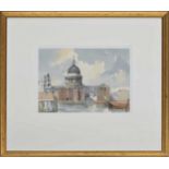 Edward Wesson RI., RSMA., RBA., RI., (1910-1983) - St Paul's Cathedral" and other buildings on the