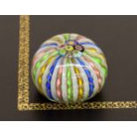 Large attractive glass millefiori and ribbon twist paperweight, 3.5"wide, 2.5" high