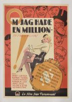 (If I Had a Million) 'M Jag Hade En Million' - Swedish version movie poster, 1932; American film