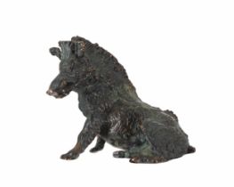 Small cast bronze study of a Warthog in the manner of Bergmann, 3.5" high