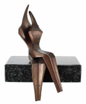 Janus Gunder (German born 1963), 'Feelings IV', 2004, limited edition bronze stylised study of a