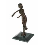 After Bruno Zach (Austrian, 1891-1935) - bronze figural pocket watch holder in the form of a lady in