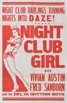 Night Club Girl - USA movie poster, 1944, starring Vivian Austin, Fred Sanborn & The Delta Rhythm