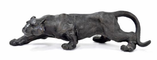 Bronze study of a prowling panther, 16" wide, 4.5" high