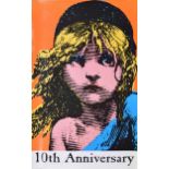 Les Miserables 10th Anniversary Concert - English, 1995, advertising poster for the tenth