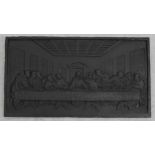 Cast iron relief plaque/fireback 'The Last Supper' in the manner of Coalbrookdale, 26" wide, 14.5"