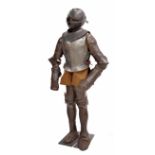 Victorian decorative small scale suit of armour, with full face helmet, chest and arm protection and