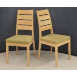 Pair of Ercol 2643 Romana light oak dining chairs, 18" wide, the seat 19" high, the back 38" high (