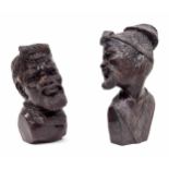 Caleb Samhere, Zimbabwe - two carved stone figural bust sculptures of African tribal gentleman,