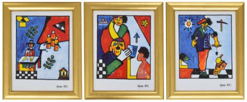 Otmar Alt (German, born 1940) - "Know Thyself", a limited edition porcelain three tile triptych